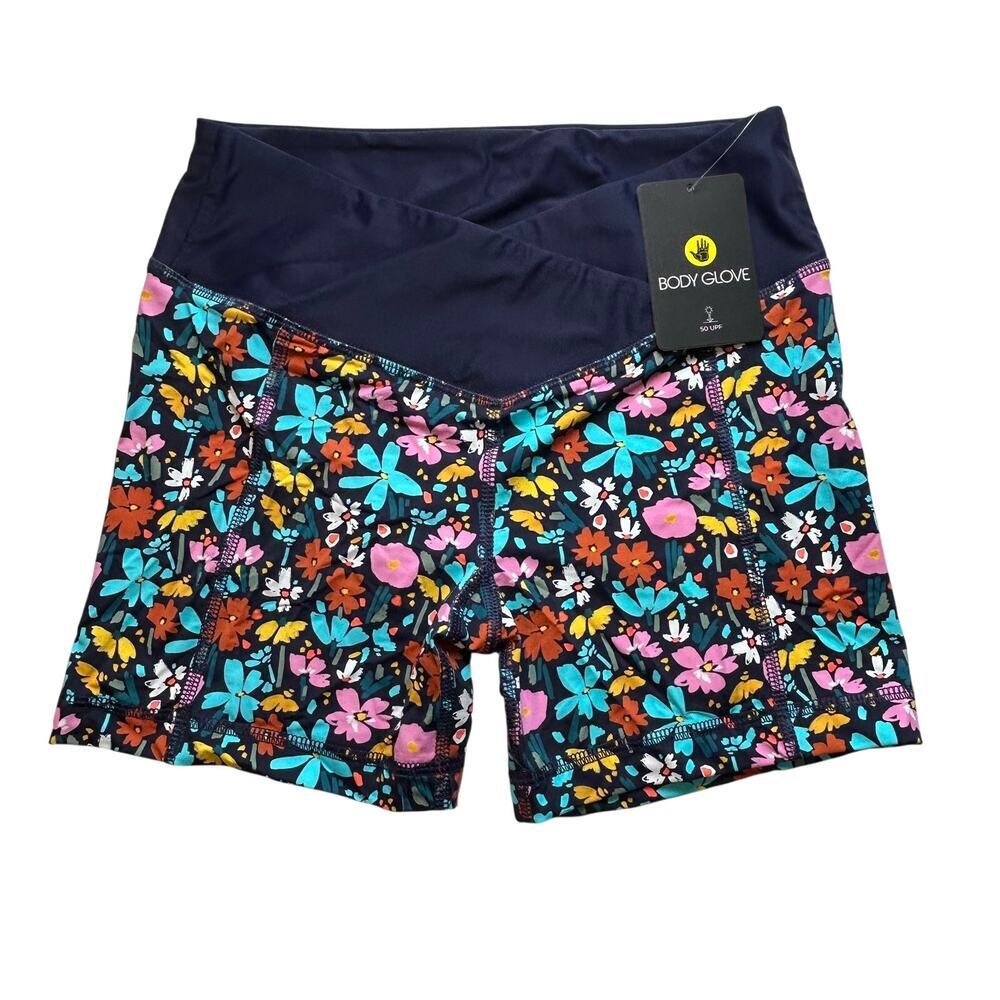 Body Glove NWT women's blue floral  speedy cross over swim short size S